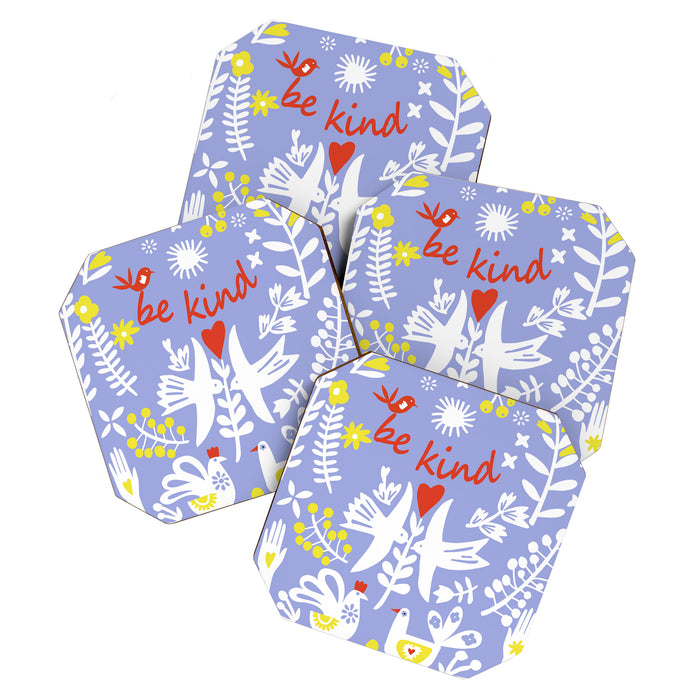 be kind - scandinavian folk art illustration Coaster Gallery Image 1
