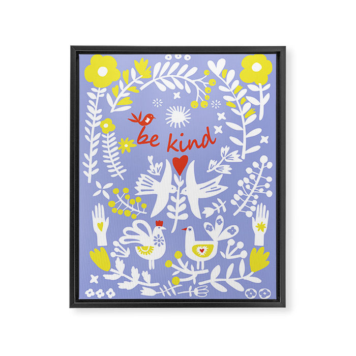 be kind - scandinavian folk art illustration Framed Canvas Print Gallery Image 1