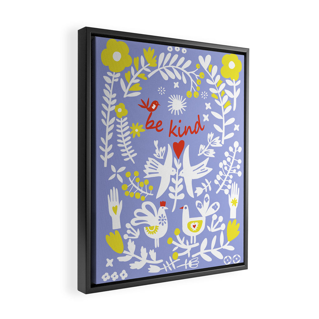 be kind - scandinavian folk art illustration Framed Canvas Print Gallery Image 2