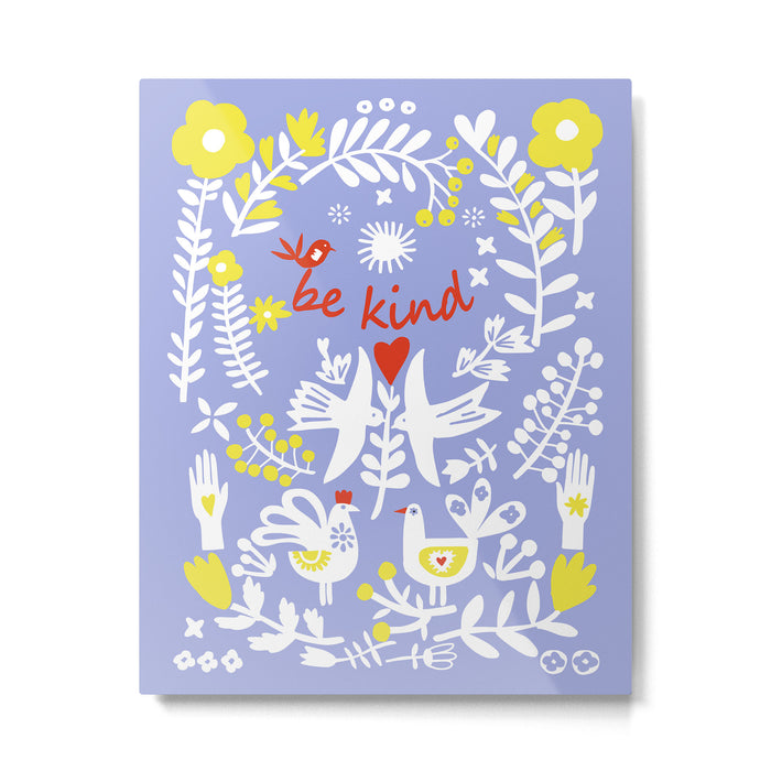 be kind - scandinavian folk art illustration Metal Print Gallery Image 1
