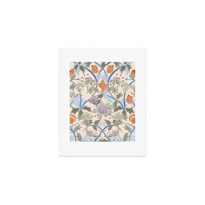 Beach thistle and shells soft peach Art Print Gallery Image 1