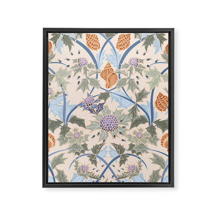 Beach thistle and shells soft peach Framed Canvas Print Gallery Image 1