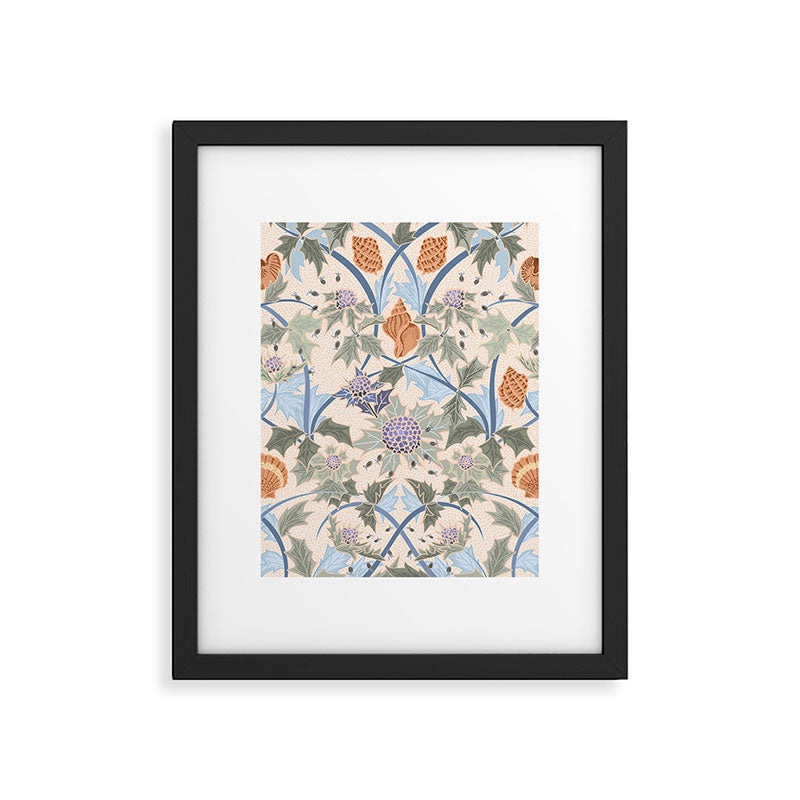 Beach thistle and shells soft peach Framed Art Print Gallery Image 5