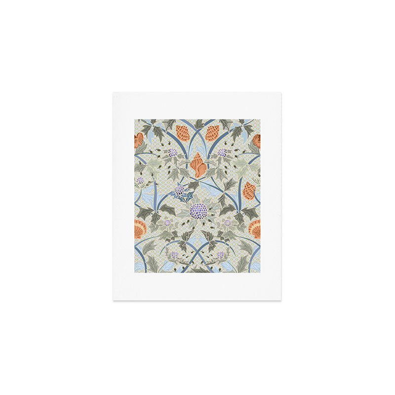 Beach thistle and shells with backgrd pattern Art Print Gallery Image 1