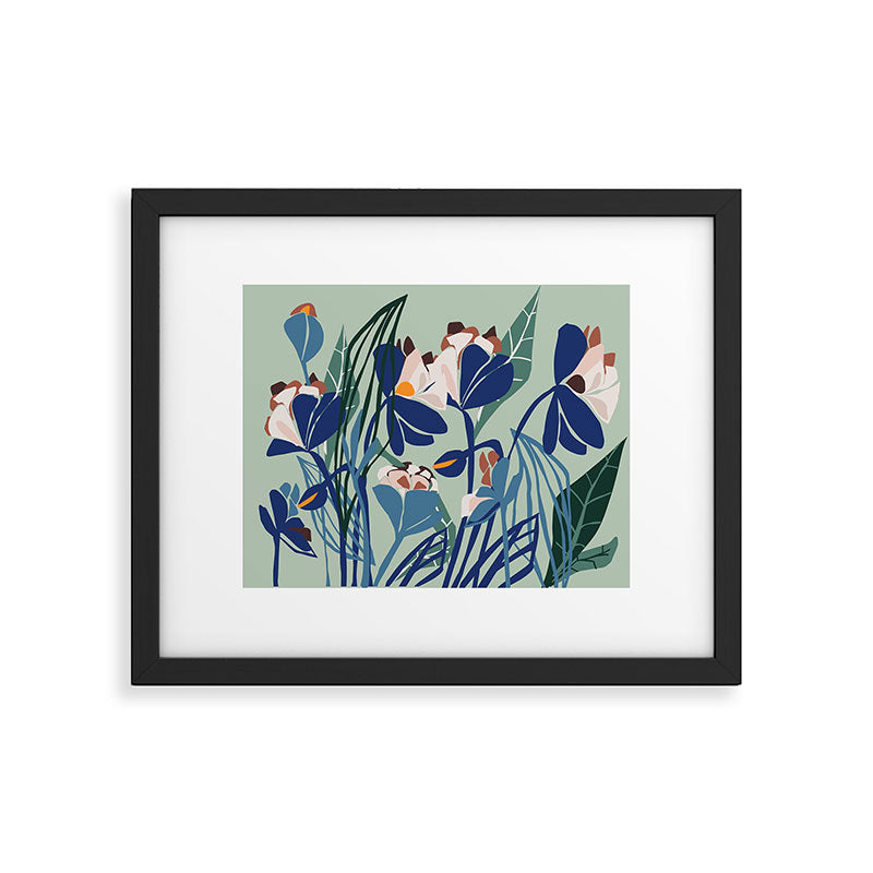 Beauty outside - mint floral Framed Art Print Gallery Image 4