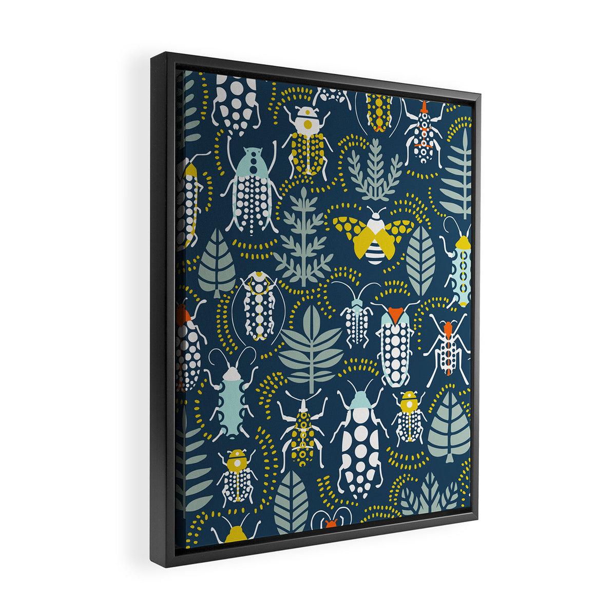 Beetle collection in dark Framed Canvas Print Gallery Image 2