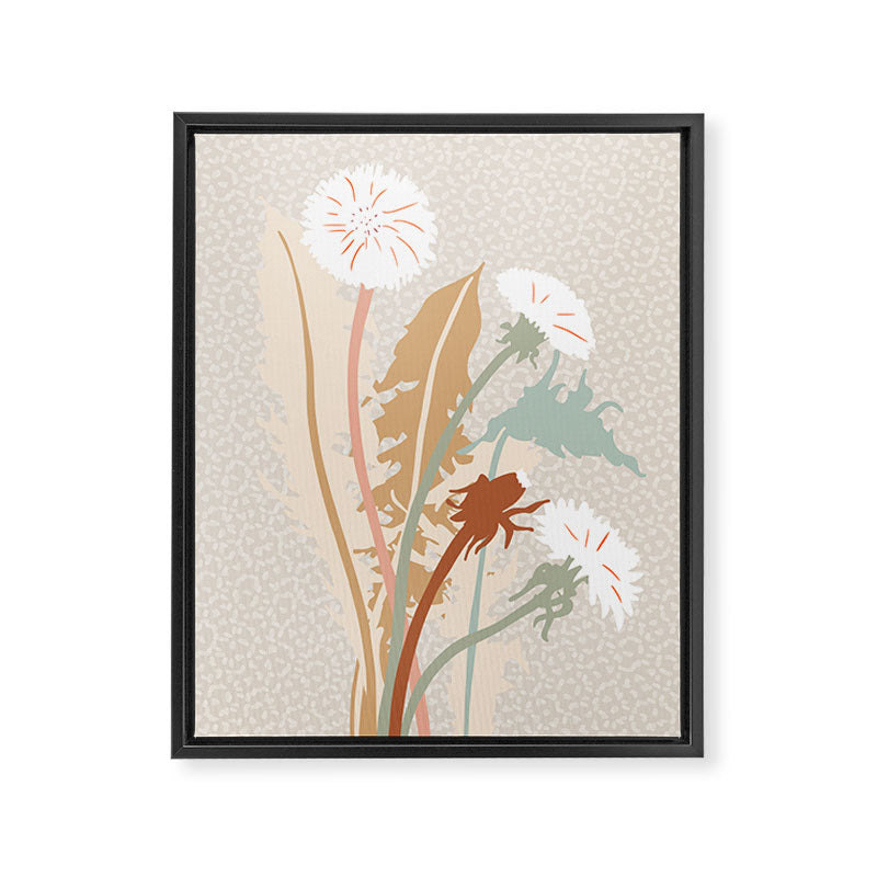 Big flower Dandelion blossom modern illustration rusty terracotta Framed Canvas Print Gallery Image 6