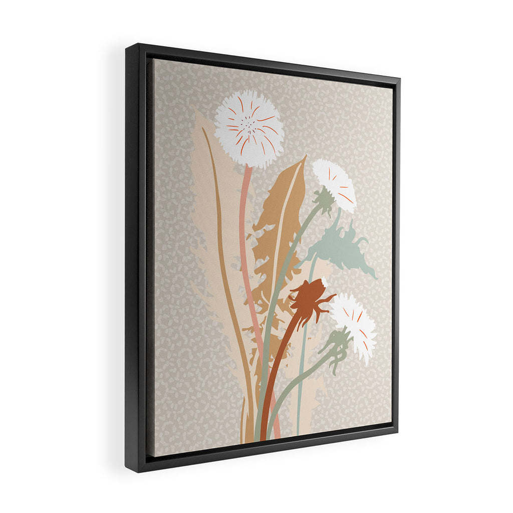 Big flower Dandelion blossom modern illustration rusty terracotta Framed Canvas Print Gallery Image 2