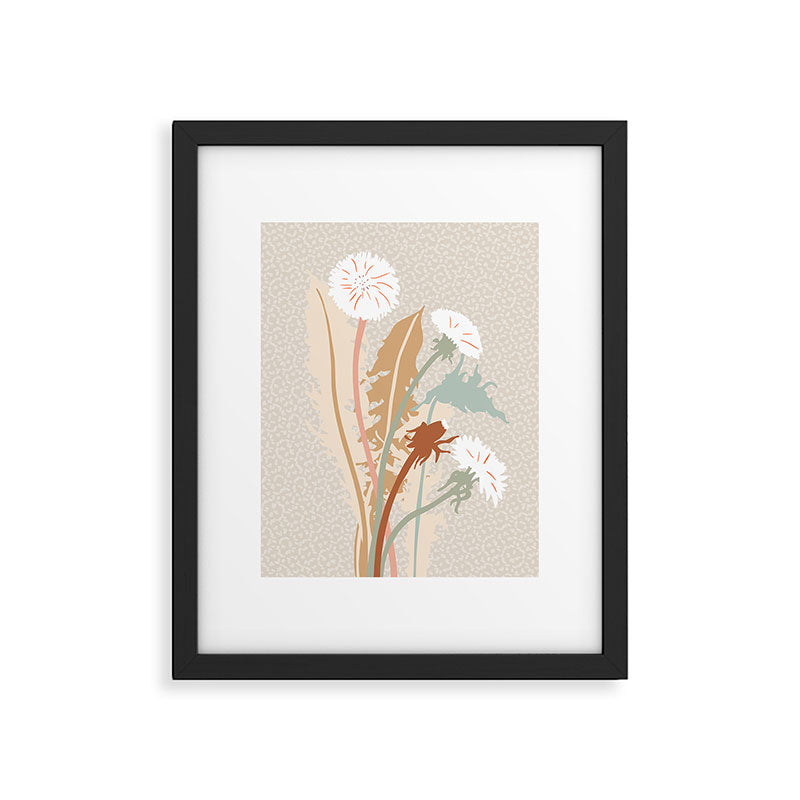 Big flower Dandelion blossom modern illustration rusty terracotta Framed Art Print Gallery Image 4
