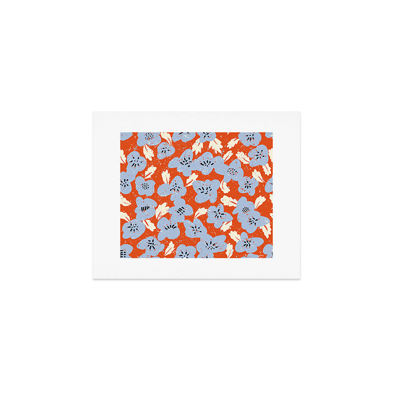 Big flowers in my garden orange - pattern Art Print Gallery Image 1