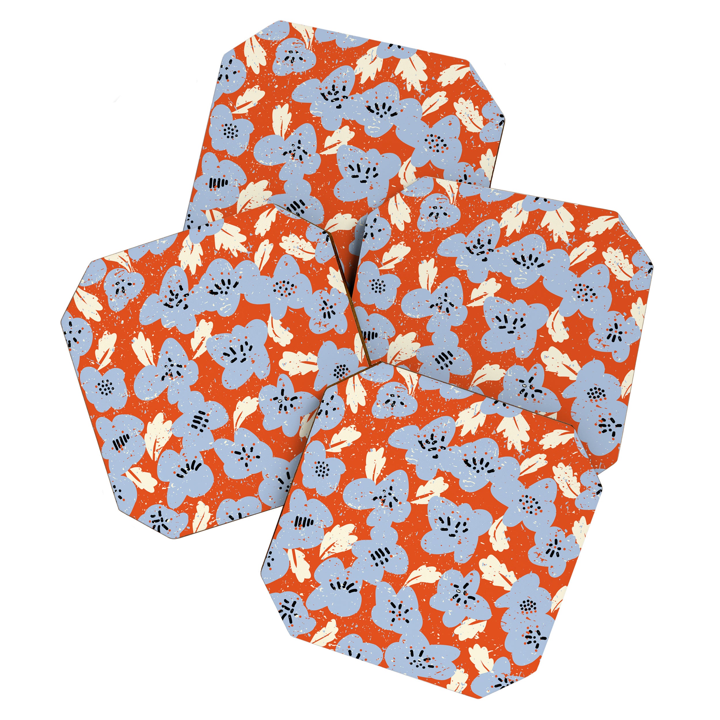 Big flowers in my garden orange - pattern Coaster Gallery Image 1
