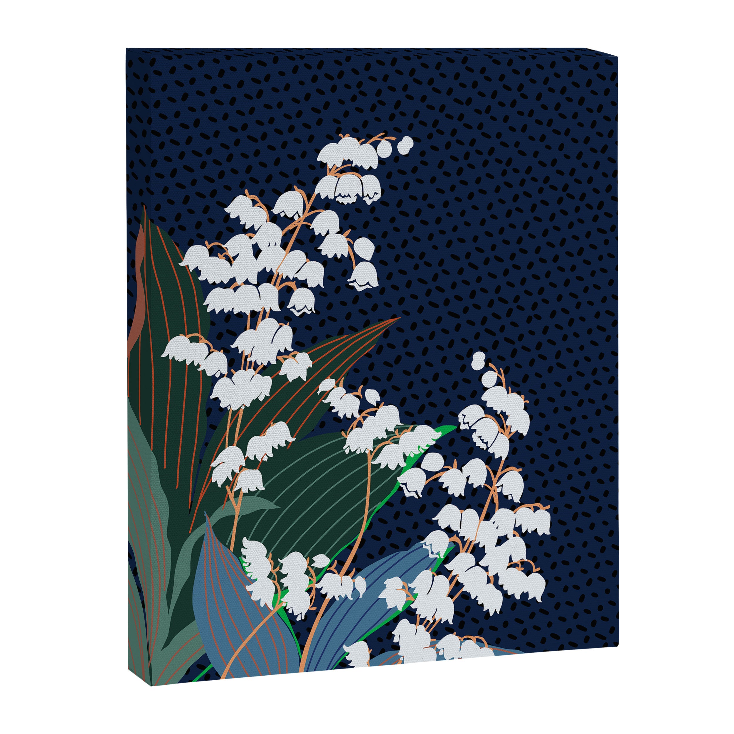 Big flowers Lily of the valley dark denim Canvas Print Gallery Image 6