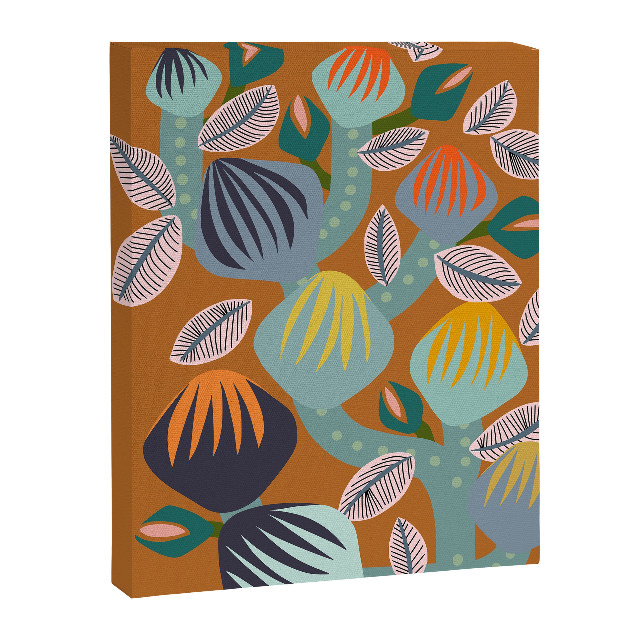 Big happy retro blooms rust Canvas Print Gallery Image 6