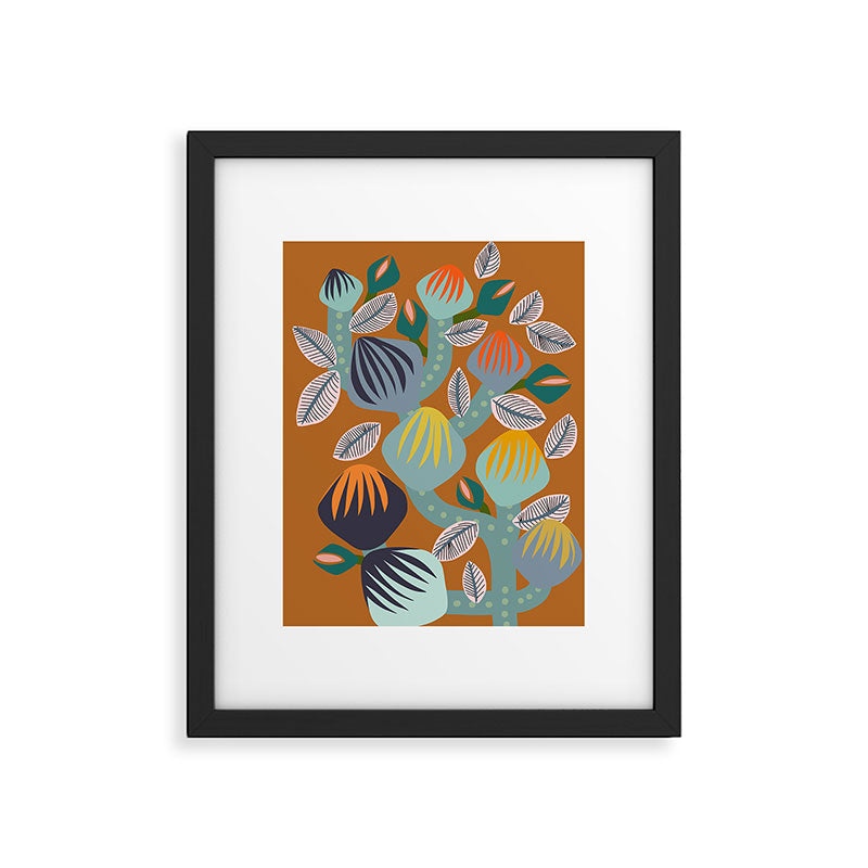 Big happy retro blooms rust Framed Art Print Gallery Image 5