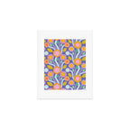 Big pop retro flowers blue Art Print Gallery Image 1
