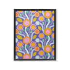 Big pop retro flowers blue Framed Canvas Print Gallery Image 6