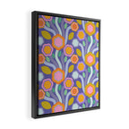 Big pop retro flowers blue Framed Canvas Print Gallery Image 2