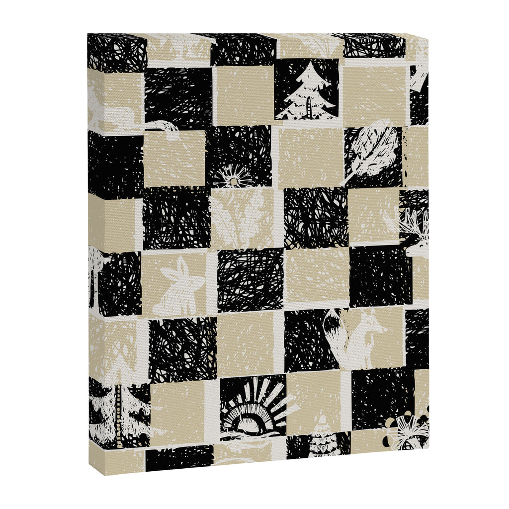 Black Forest check black and white Canvas Print Gallery Image 6