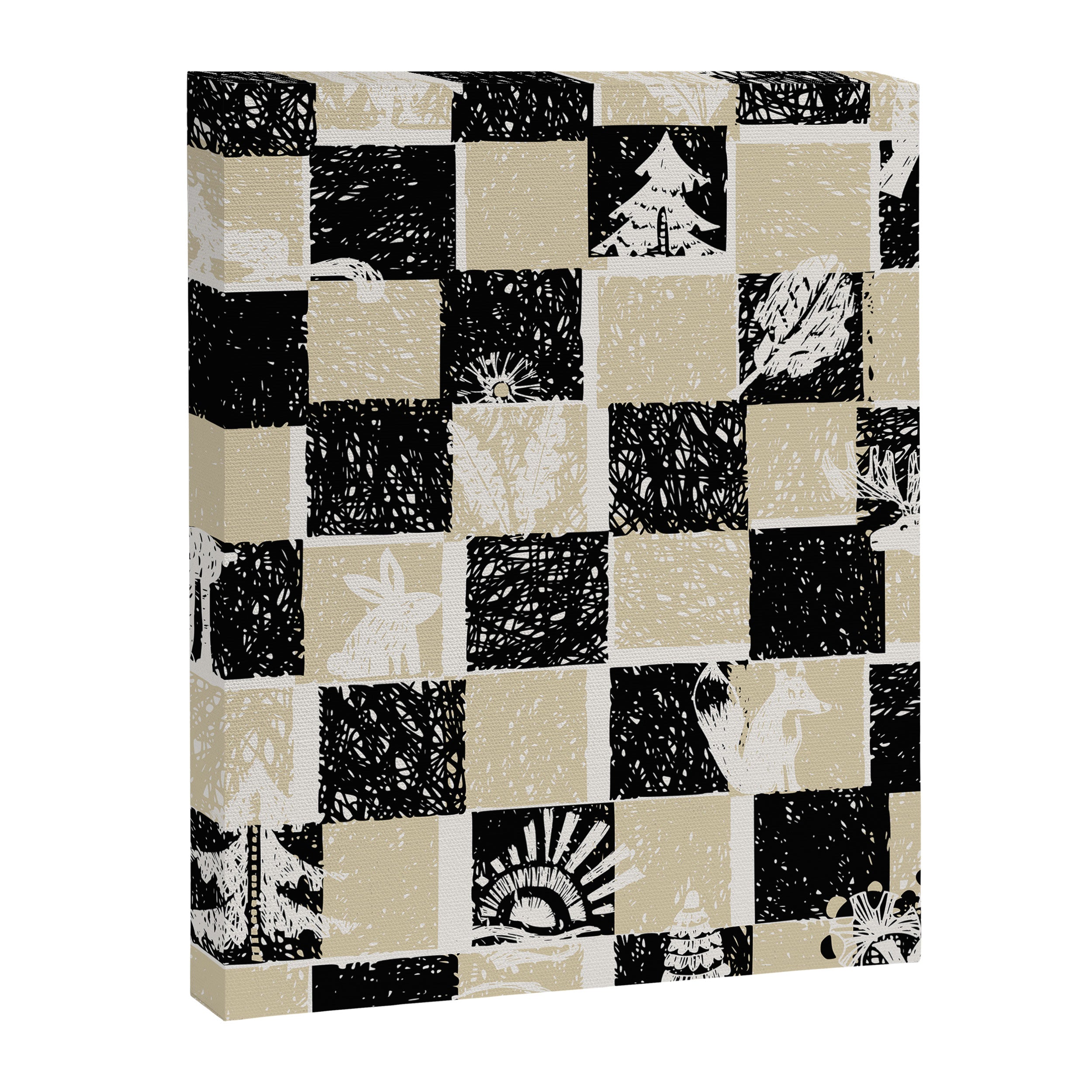 Black Forest check black and white Canvas Print Gallery Image 6