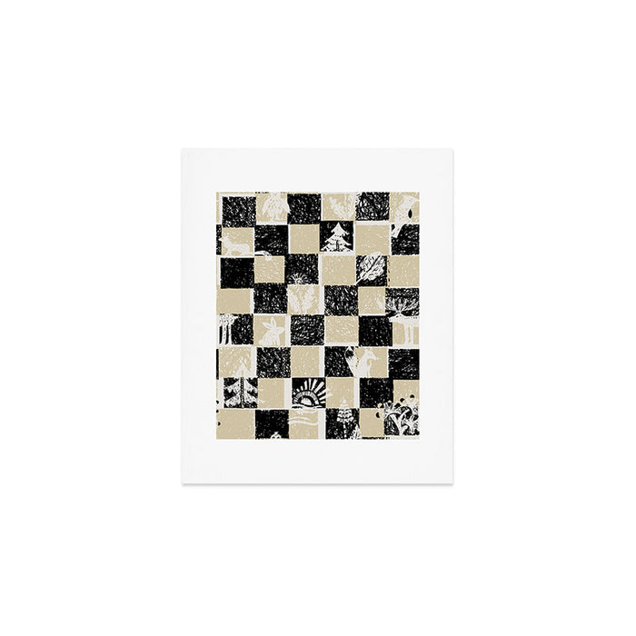Black Forest check black and white Art Print Gallery Image 1