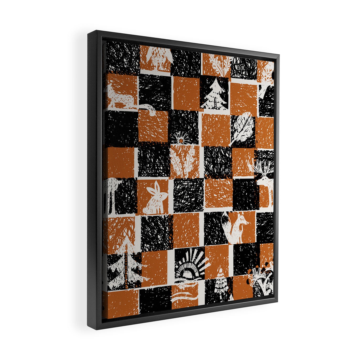 Black Forest check Framed Canvas Print Gallery Image 2