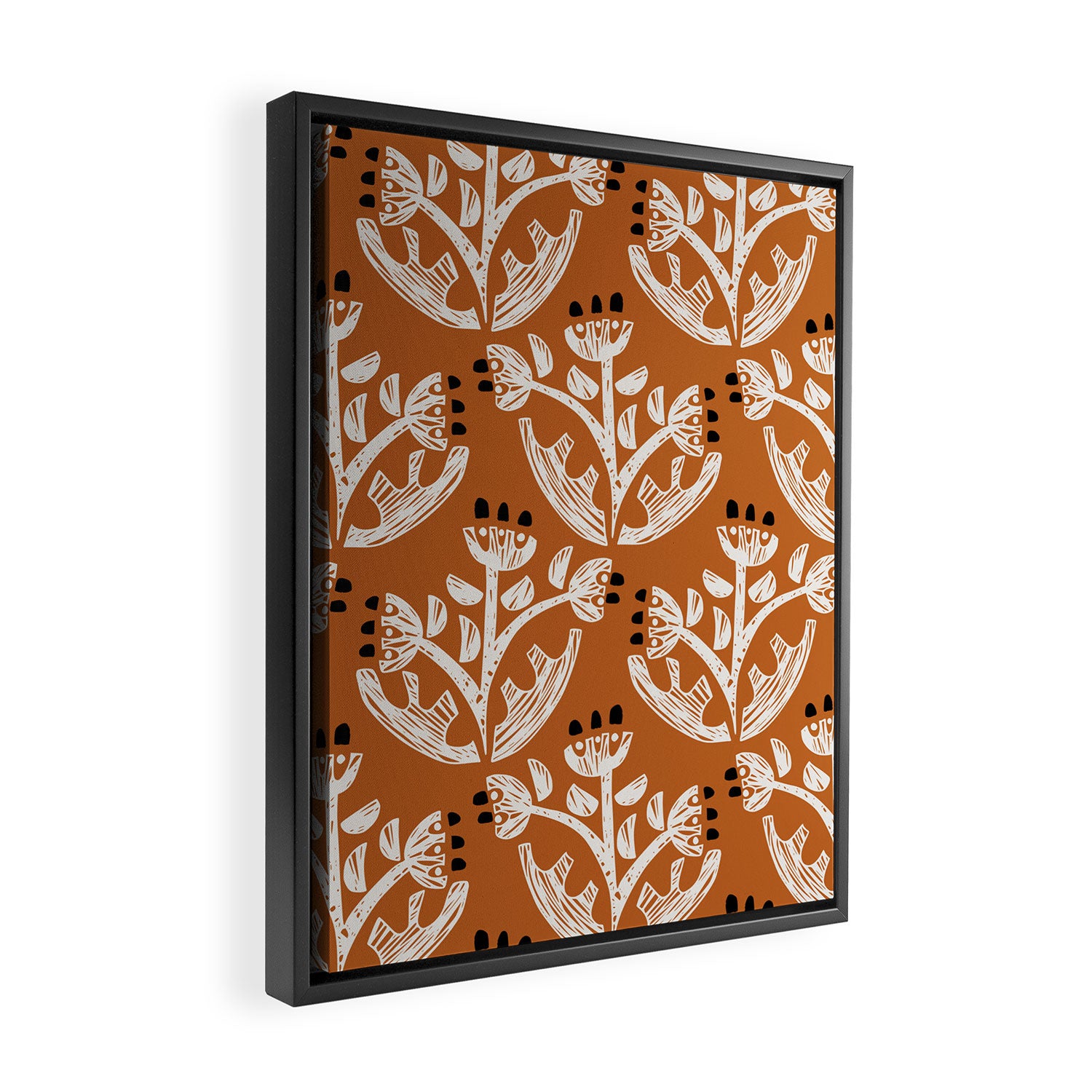 Black Forest flowers terracotta Framed Canvas Print Gallery Image 2