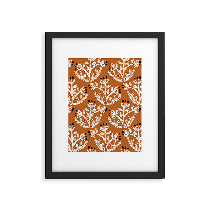 Black Forest flowers terracotta Framed Art Print Gallery Image 1