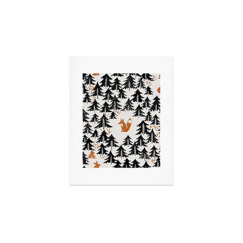 Black Forest fox and hare Art Print Gallery Image 1