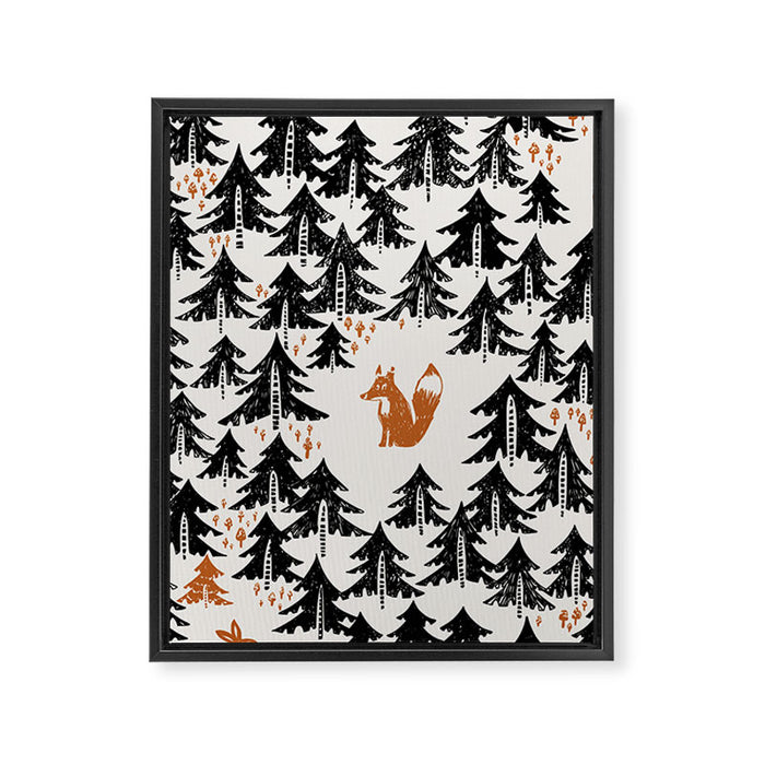 Black Forest fox and hare Framed Canvas Print Gallery Image 1
