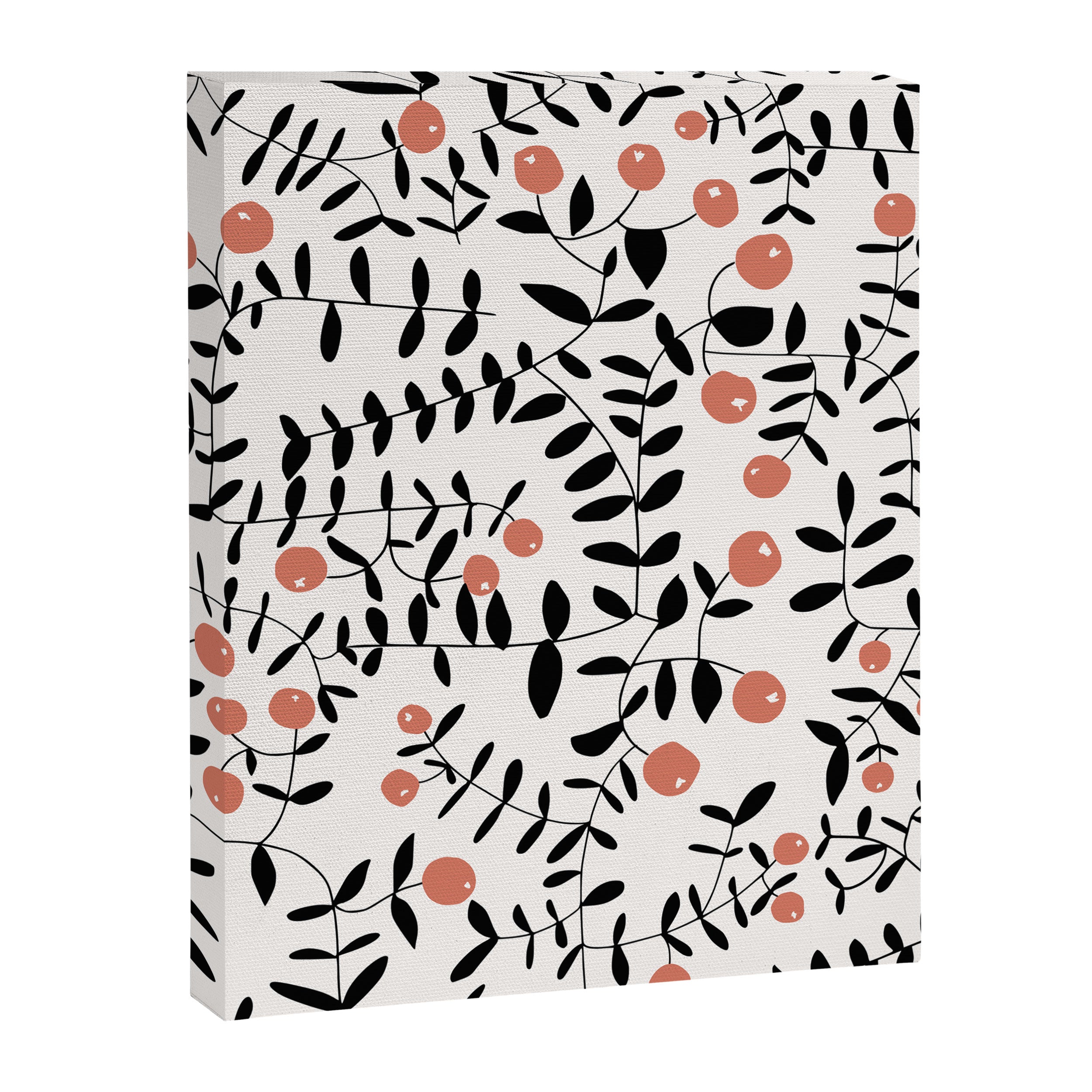 Block print berries black and white Canvas Print Gallery Image 8