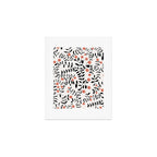 Block print berries black and white Art Print Gallery Image 1