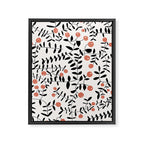 Block print berries black and white Framed Canvas Print Gallery Image 8