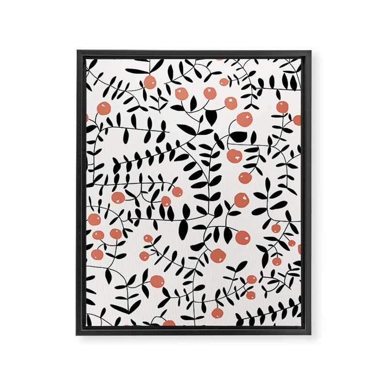 Block print berries black and white Framed Canvas Print Gallery Image 8