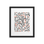 Block print berries black and white Framed Art Print Gallery Image 6