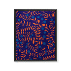 Block print berries blue Framed Canvas Print Gallery Image 8