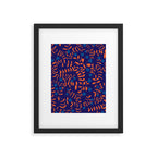 Block print berries blue Framed Art Print Gallery Image 6