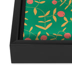Block print berries bright green Framed Canvas Print Gallery Image 3