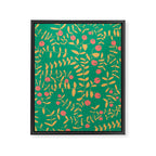 Block print berries bright green Framed Canvas Print Gallery Image 8