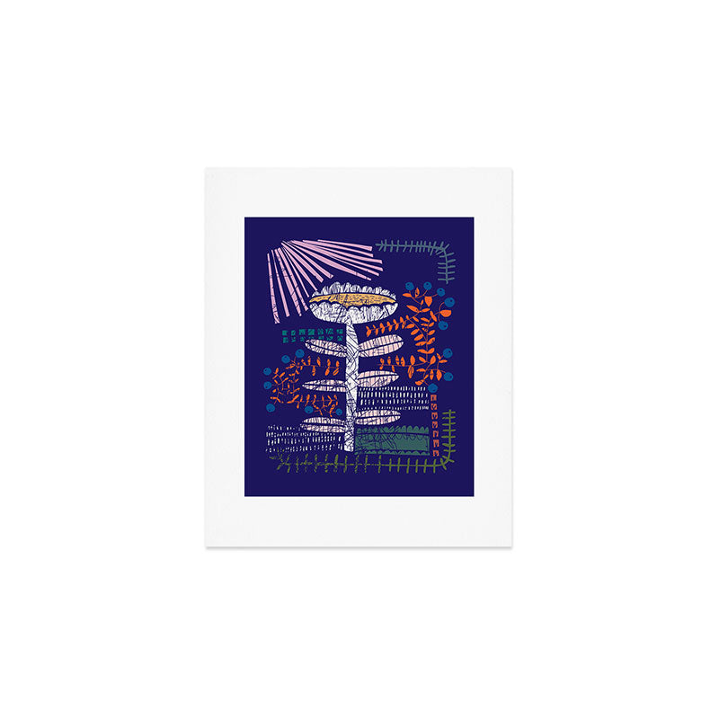 Block print bold flower blue Art Print Gallery Image 1