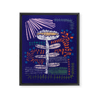 Block print bold flower blue Framed Canvas Print Gallery Image 6