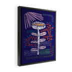 Block print bold flower blue Framed Canvas Print Gallery Image 2