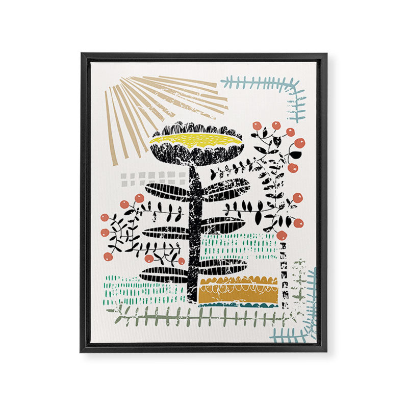 Block print bold flower Framed Canvas Print Gallery Image 6