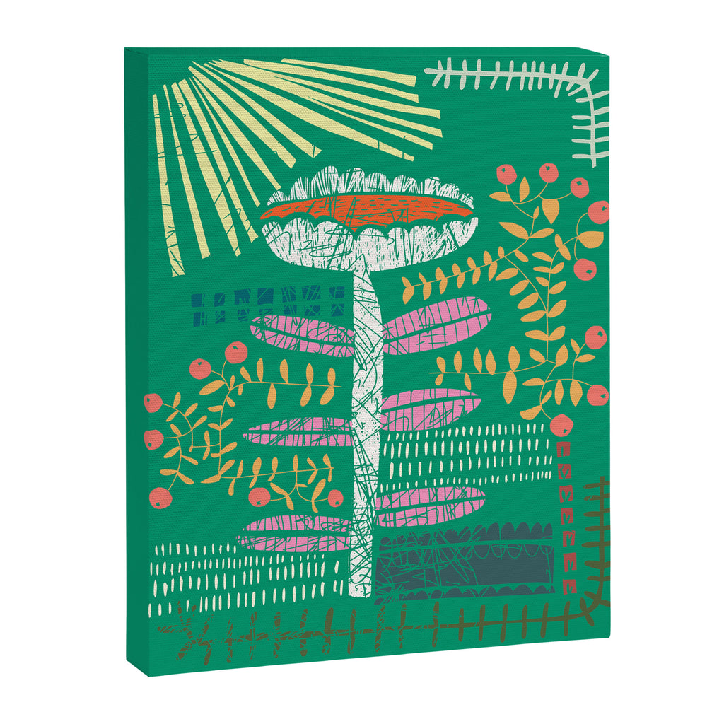 Block print bold flower green Canvas Print Gallery Image 6