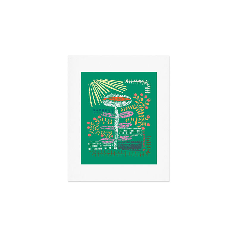 Block print bold flower green Art Print Gallery Image 1