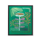Block print bold flower green Framed Canvas Print Gallery Image 6