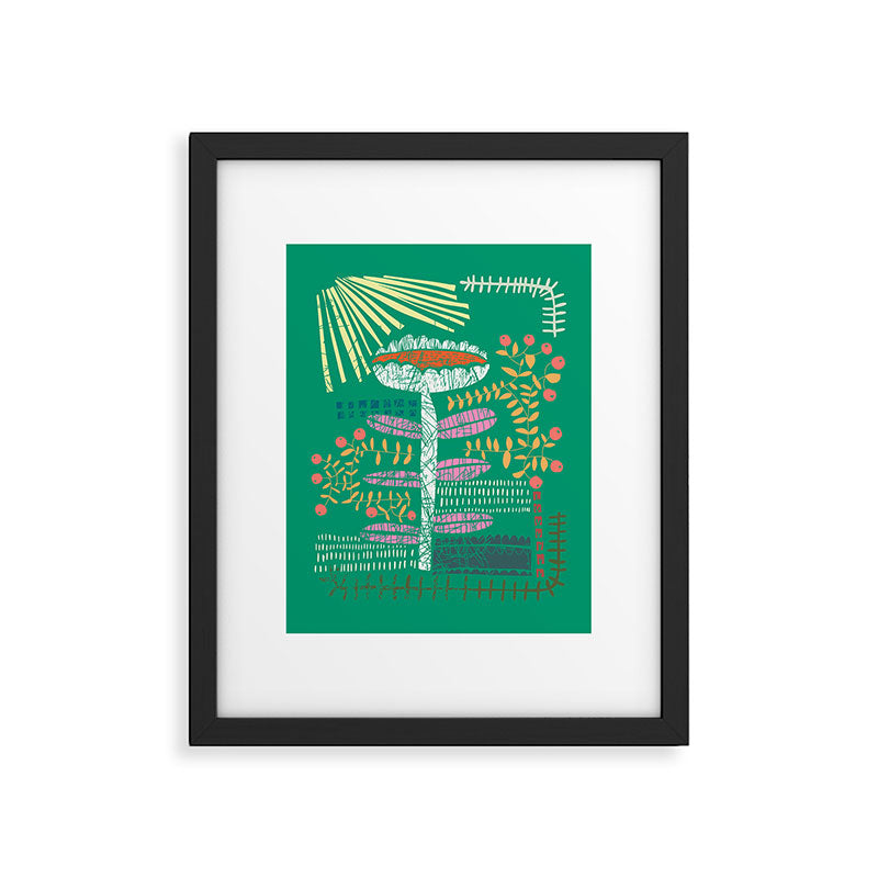 Block print bold flower green Framed Art Print Gallery Image 5