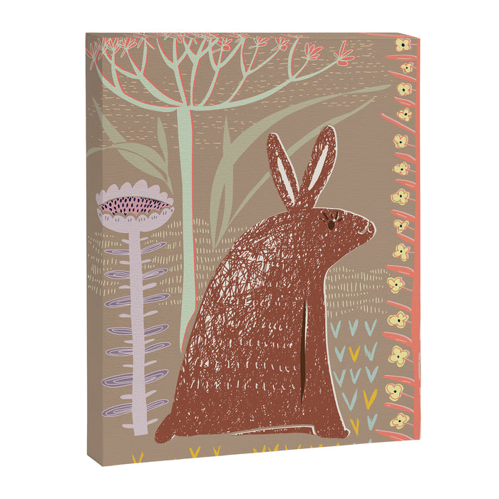 Block print brown bunny Canvas Print Gallery Image 1