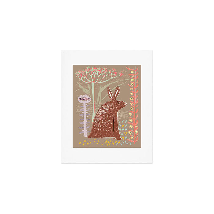 Block print brown bunny Art Print Gallery Image 1