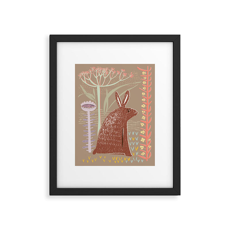Block print brown bunny Framed Art Print Gallery Image 6