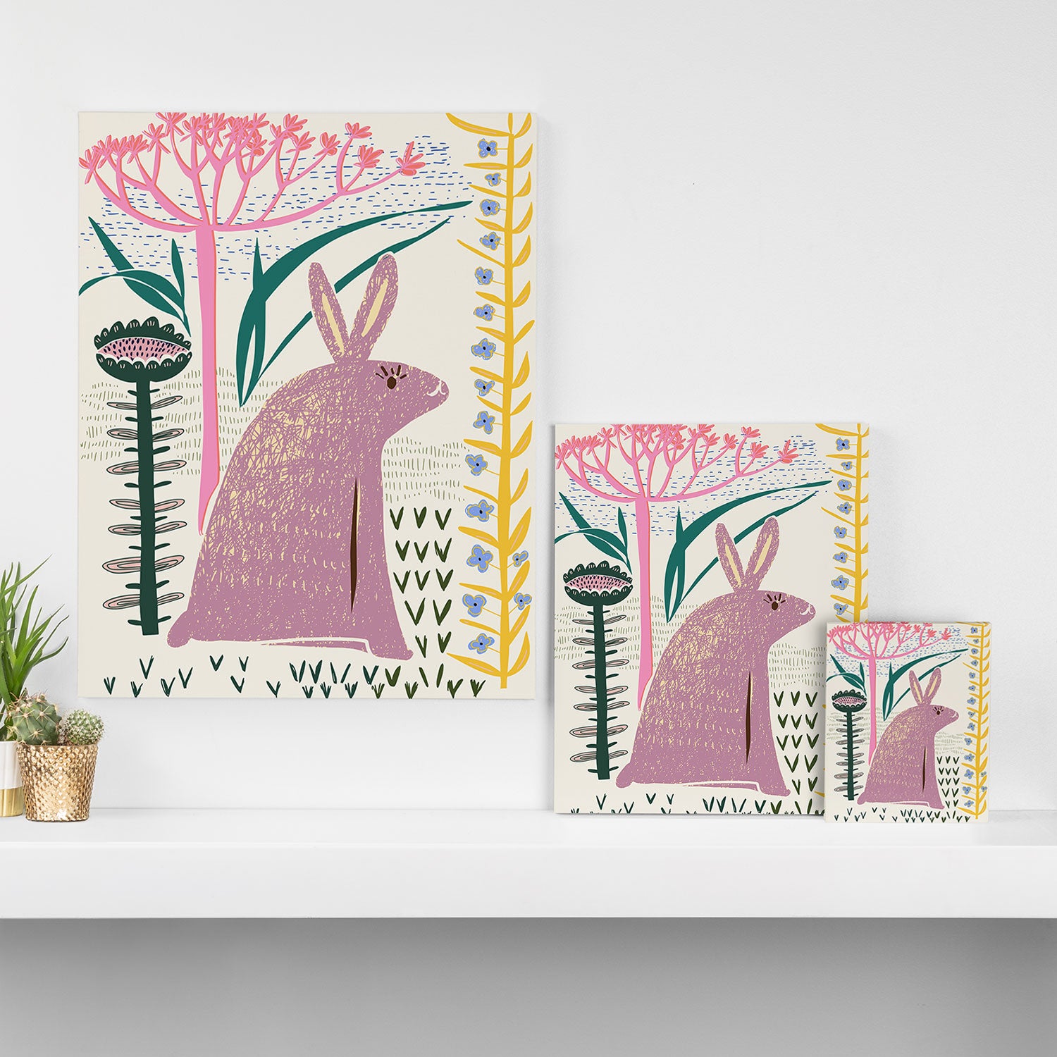 Block print bunny Canvas Print Gallery Image 3